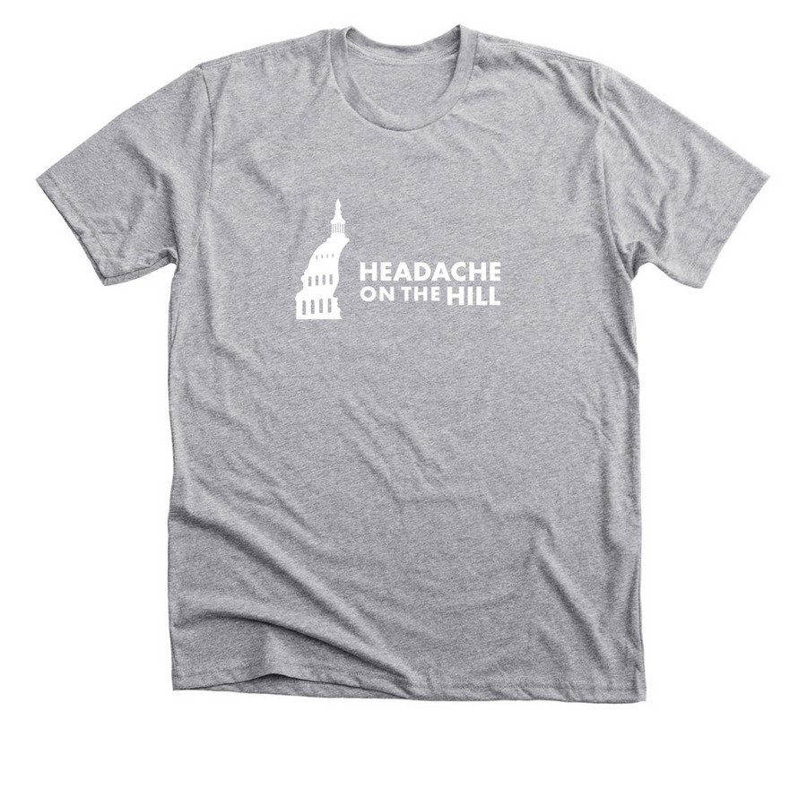 Headache on the Hill White Logo, a Athletic Heather Premium Unisex Tee