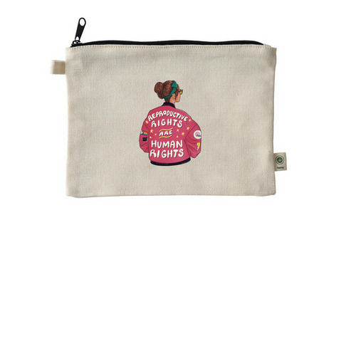 Reproductive Rights Are Human Rights Pouch, a Natural 9"x7" Hemp Blend Pouch