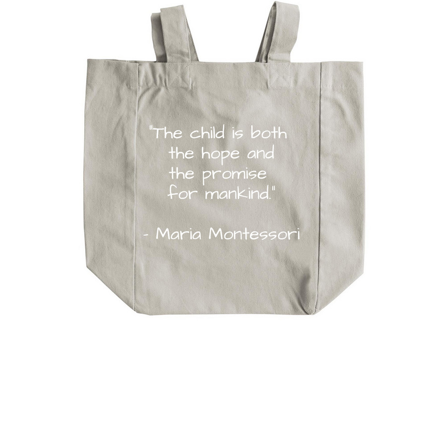 The Nurtury Montessori, a Natural Recycled Cotton Tote Bag (back-view)
