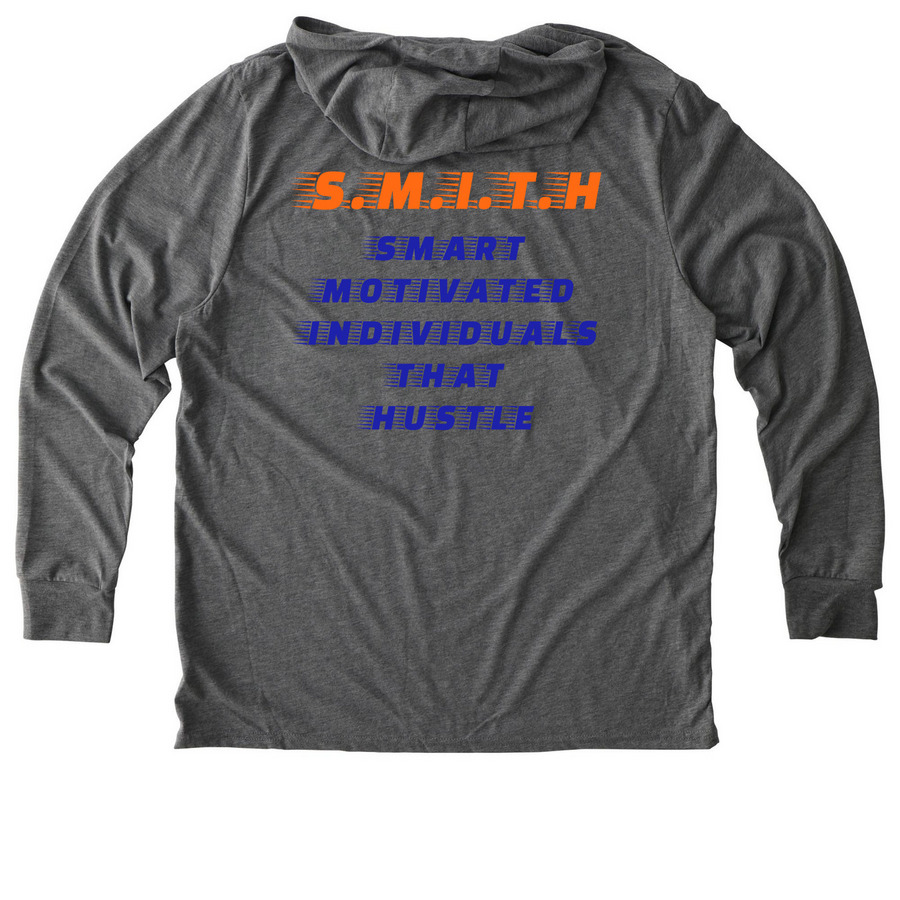 S.M.I.T.H, a Aluminum Grey Allmade Eco Triblend Hoodie Tee (back-view)