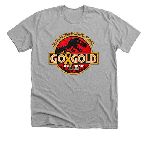 Go Gold Dinosaur Design, a Athletic Heather Premium Unisex Tee