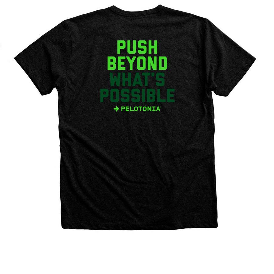 Pelotonia&nbsp;Racing Tire 2026&nbsp;, a Black Heather Premium Unisex Tee (back-view)