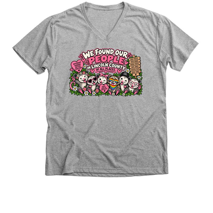 WE FOUND OUR PEOPLE, a Athletic Heather Premium V-Neck Tee