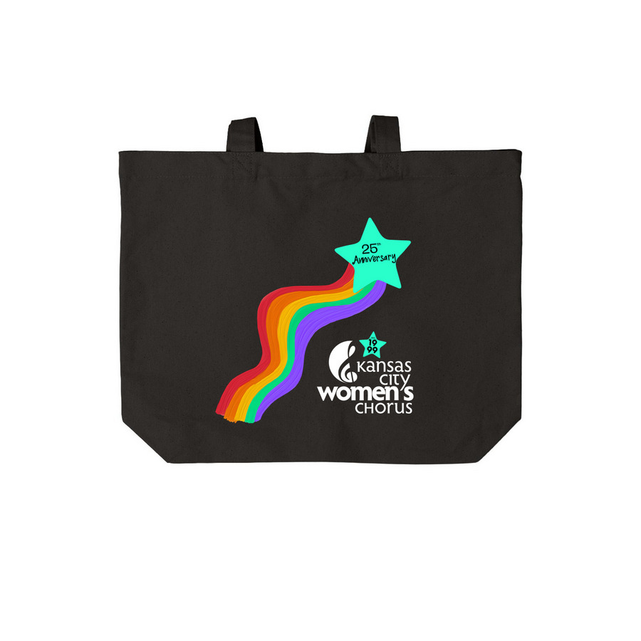 25th Anniversary Logo (Large) Totes, a Deep Black Cotton Canvas Tote Bag