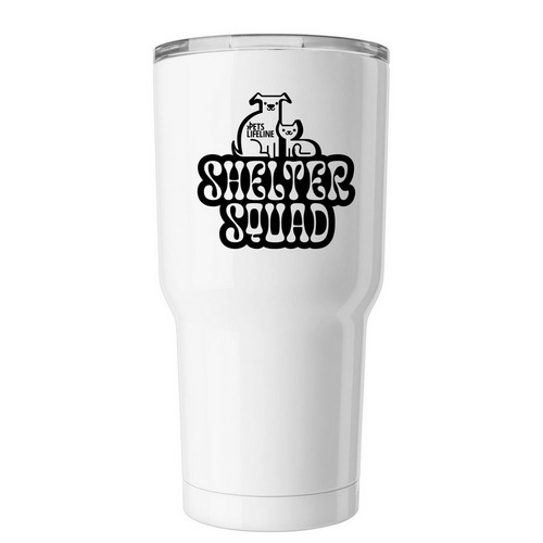 Shelter Squad Travel Tumbler, a White Insulated Tumbler