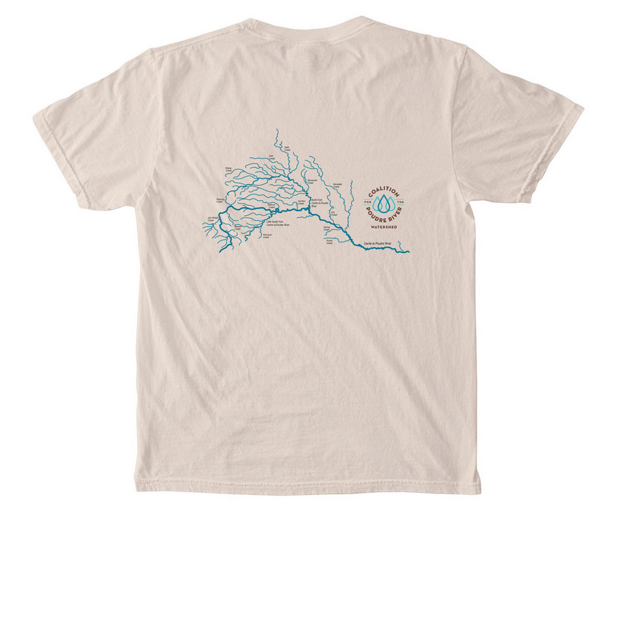 Poudre Watershed Pocket Tee, a Ivory Comfort Colors Pocket Tee (back-view)