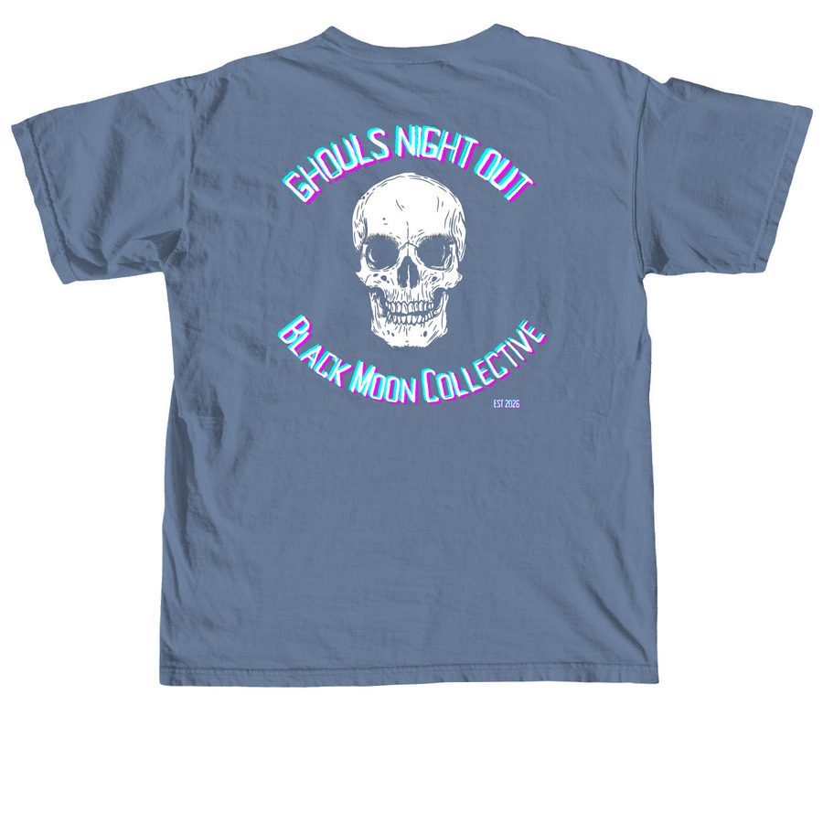 Black Moon Collective Ghouls Night, a Blue Jean Comfort Colors Unisex Tee (back-view)