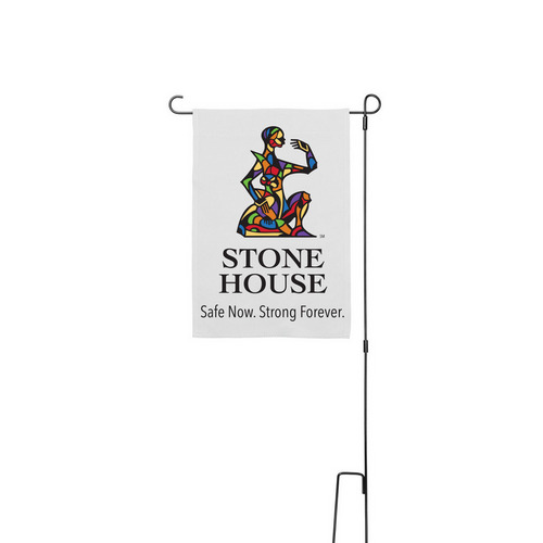 Stone House Yard Flag with Stake, a White 12" x 18" Yard Flag with Stake