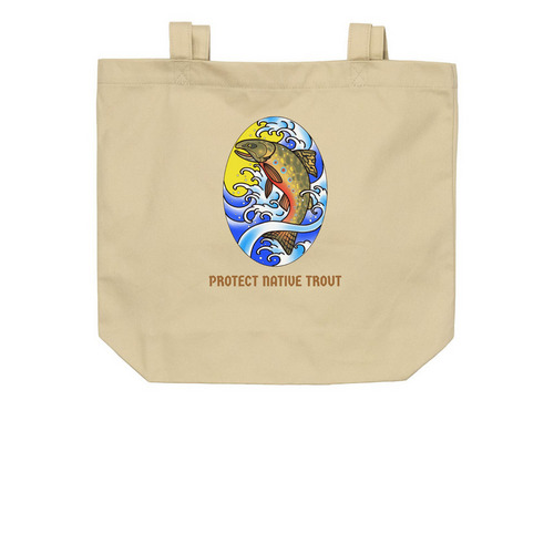 Protect Native Trout Tote, a Oyster Organic Cotton Tote Bag