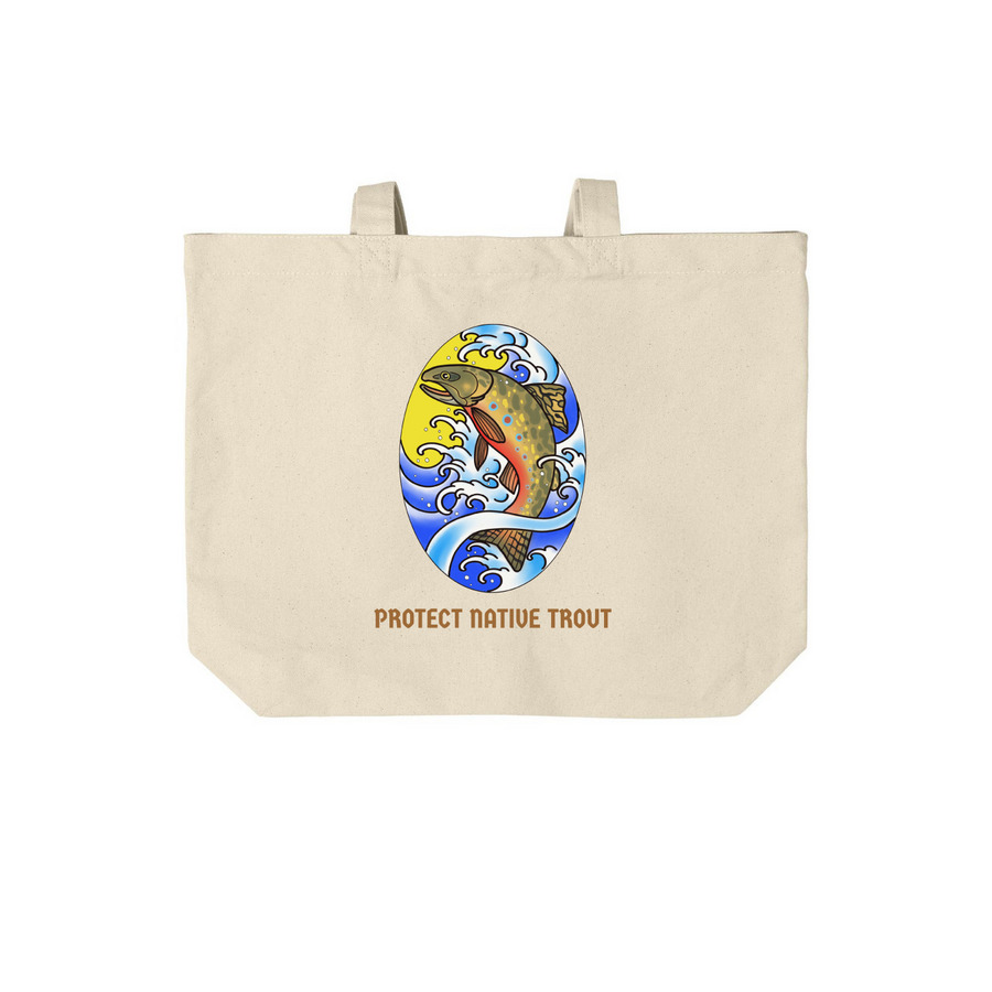 Protect Native Trout Tote, a Natural Cotton Canvas Tote Bag