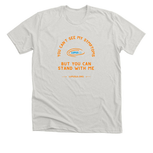 "You Can't See My Symptoms....", a Heather Cement Premium Unisex Tee