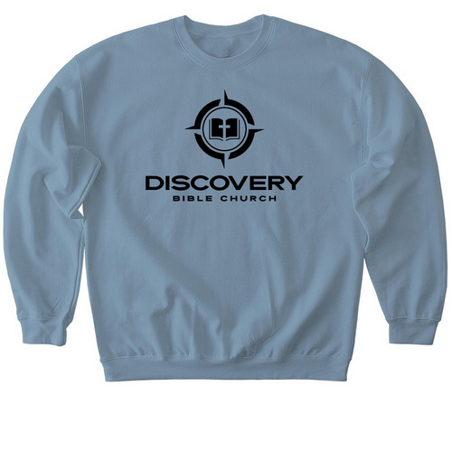 Outreach Sweatshirt - Black Logo, a Stone Blue Softstyle Crewneck Sweatshirt