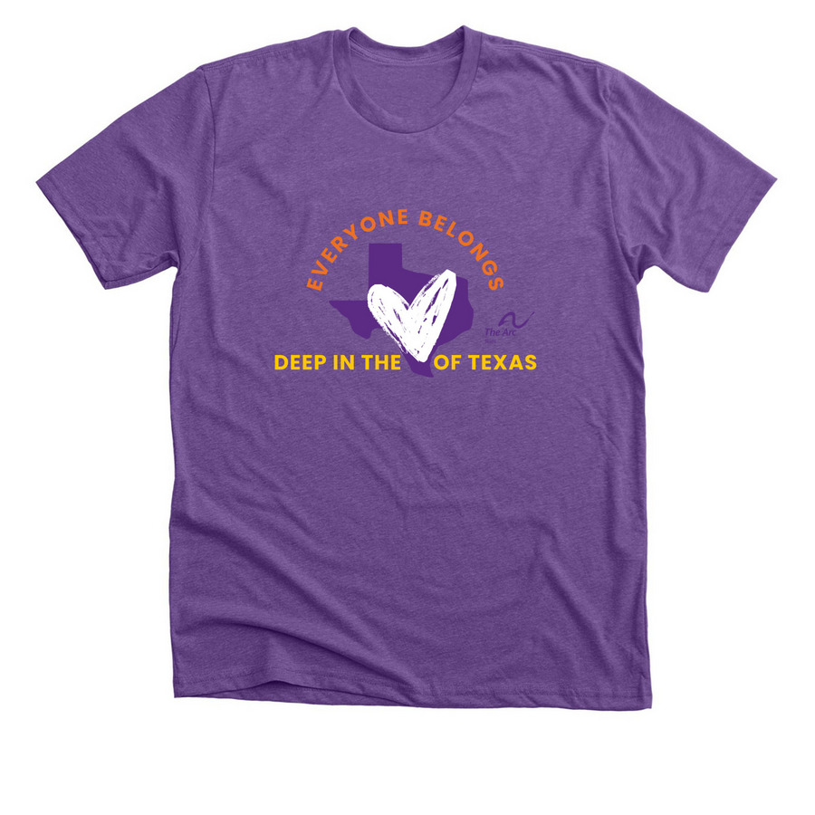 Everyone Belongs Adult and Youth&nbsp;Tops, a Heather Team Purple Premium Unisex Tee