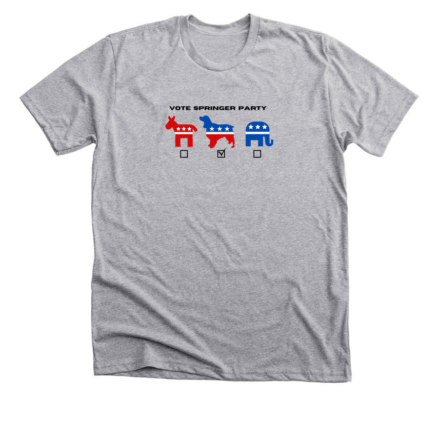 Vote Springer Party, a Athletic Heather Premium Unisex Tee