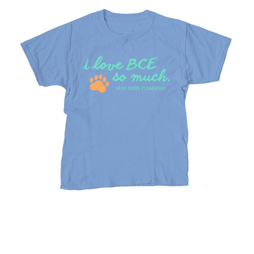 Youth i love BCE Tee, a Carolina Blue Youth Unisex Tee