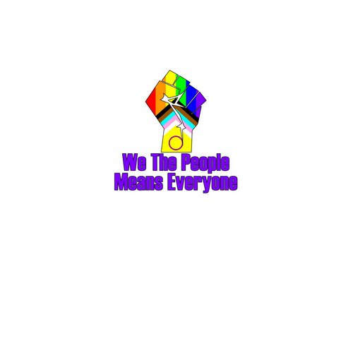 We The People Means Everyone, a White Kiss Cut Sticker