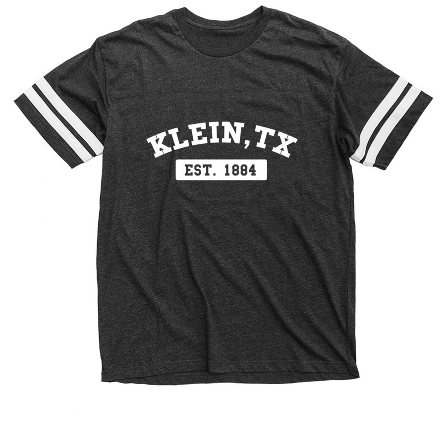 Klein, TX - White Logo Football Tee, a Vintage Smoke / White Football Jersey Tee
