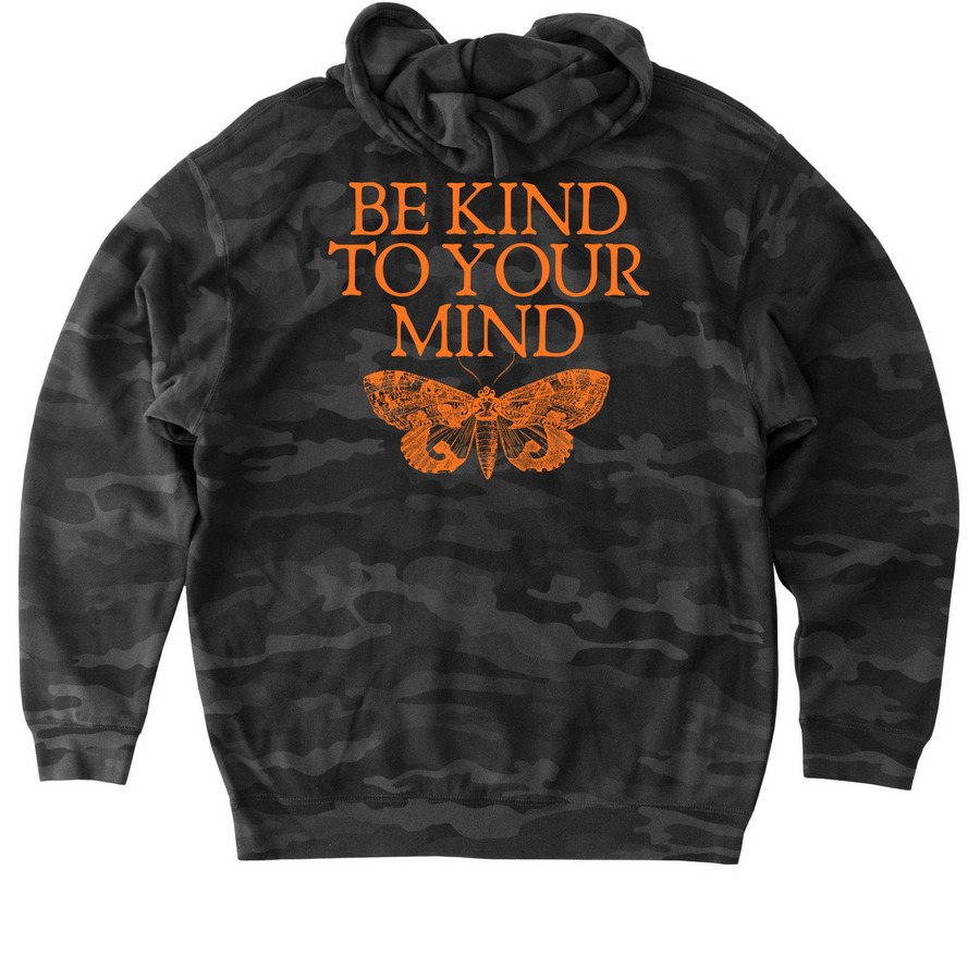 ADHD Awareness Month, a Black Camo Heavyweight Camo Pullover Hoodie (back-view)