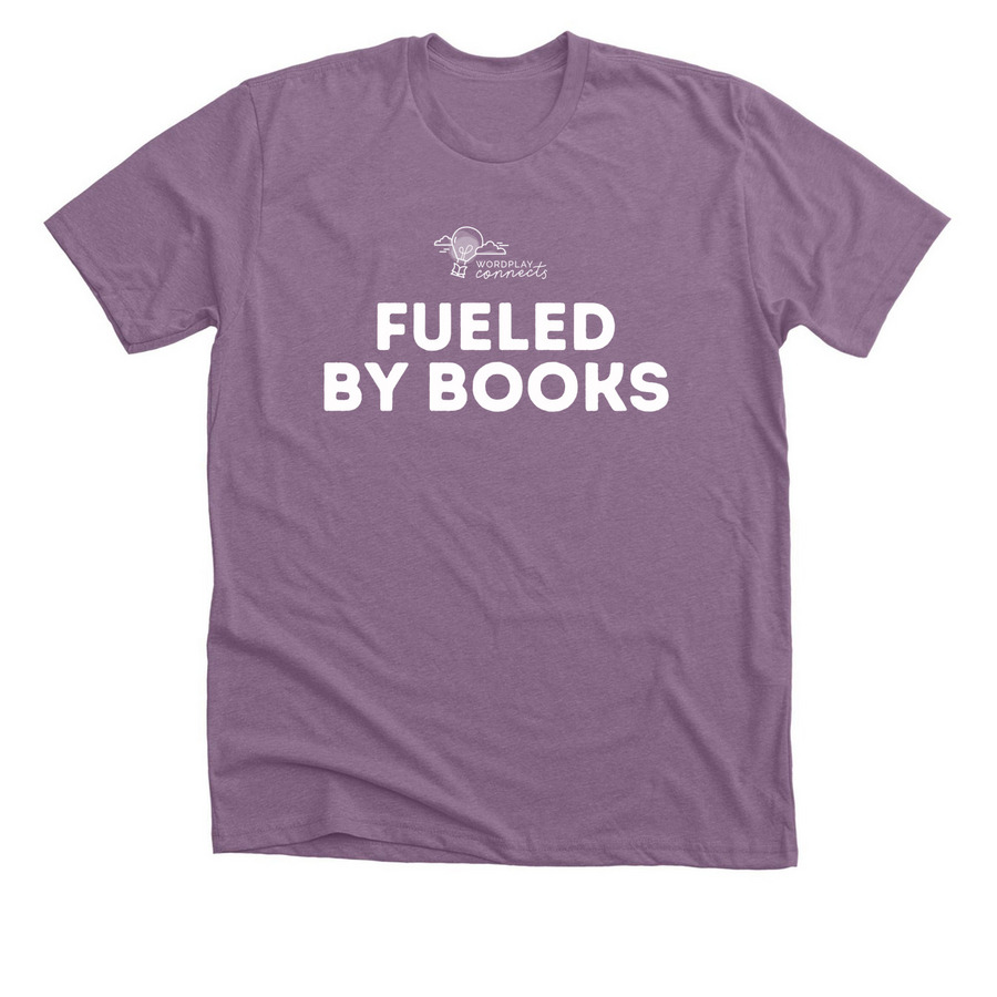 Fueled By Books, a Heather Purple Premium Unisex Tee