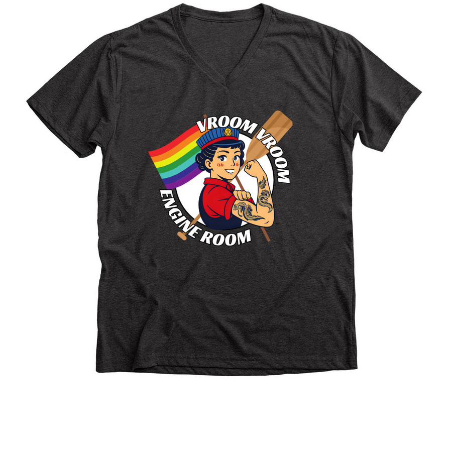 Amazon Engine Room Logo Shirts (Cotton), a Dark Grey Heather Premium V-Neck Tee