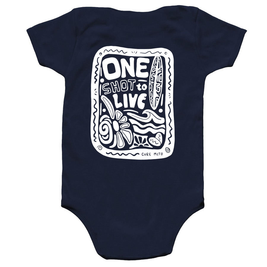 One Shot to Live - Baby, a Navy Infant Onesie (back-view)