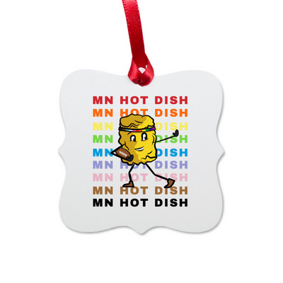 MN Hot Dish Ornament, a White Aluminum Square Ornament