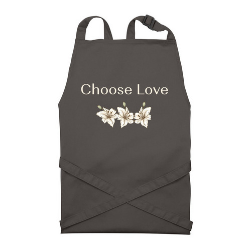 Choose Love&nbsp;Apron, a Dark Grey Recycled Bib Apron