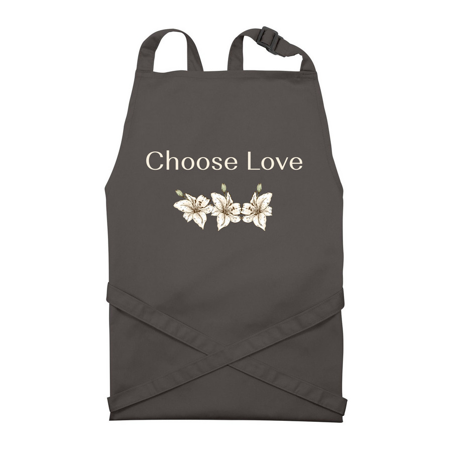 Choose Love&nbsp;Apron, a Dark Grey Recycled Bib Apron