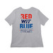 WIT LADIES RED WIT BLUE, a Solid Athletic Grey Women?s Relaxed Cotton Tee (back-view)