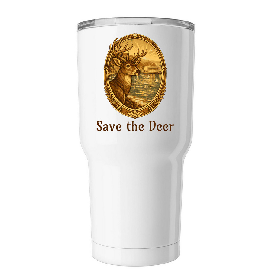 Coalition to Save Catalina Island Deer, a White Insulated Tumbler