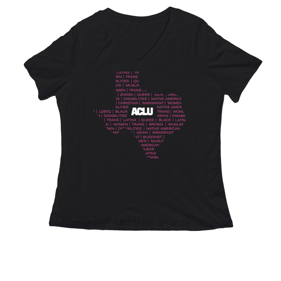 Texas Identities - Pink, a Black Women's Relaxed V-Neck Tee