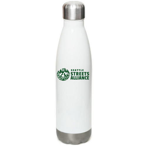 Streets Alliance Water Bottle, a White Stainless Steel Water Bottle
