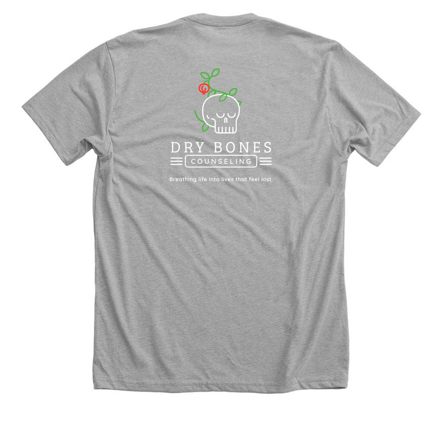 Dry Bones Counseling, a Athletic Heather Premium Unisex Tee (back-view)