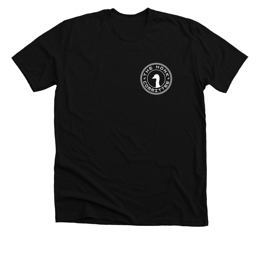 The Honk Committee Logo, a Solid Black Blend Premium Unisex Tee