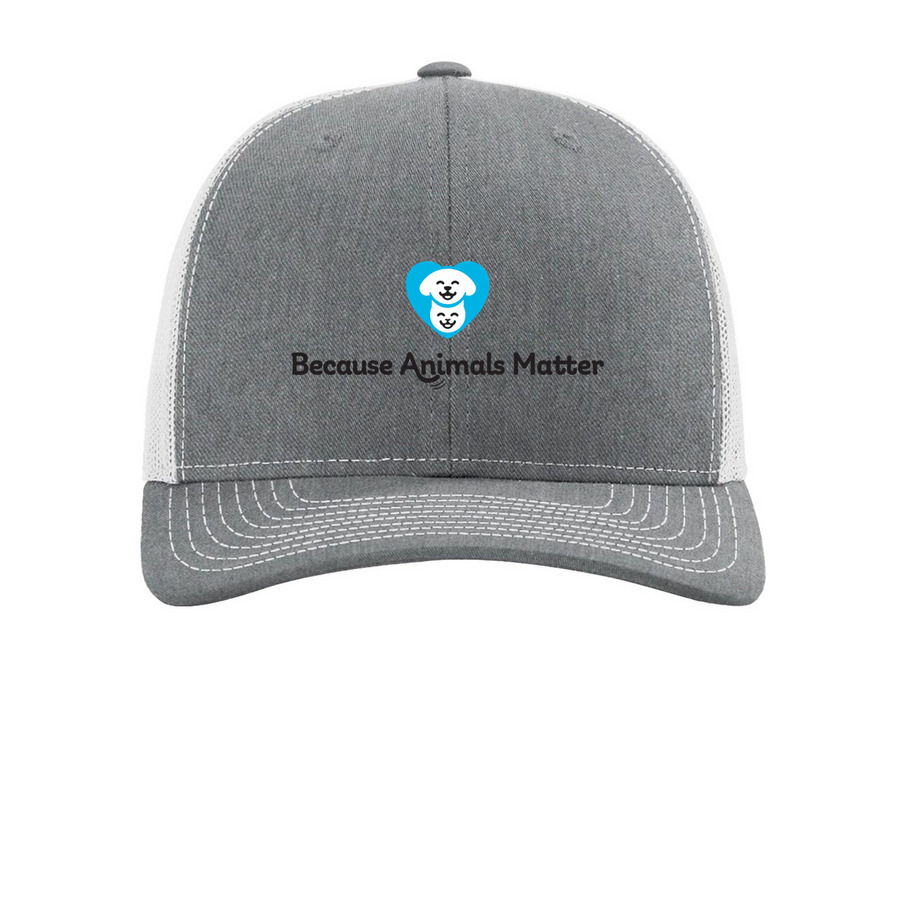 Because Animals Matter Trucker Hat, a Heather Grey/ Light Grey Printed Snapback Trucker Cap