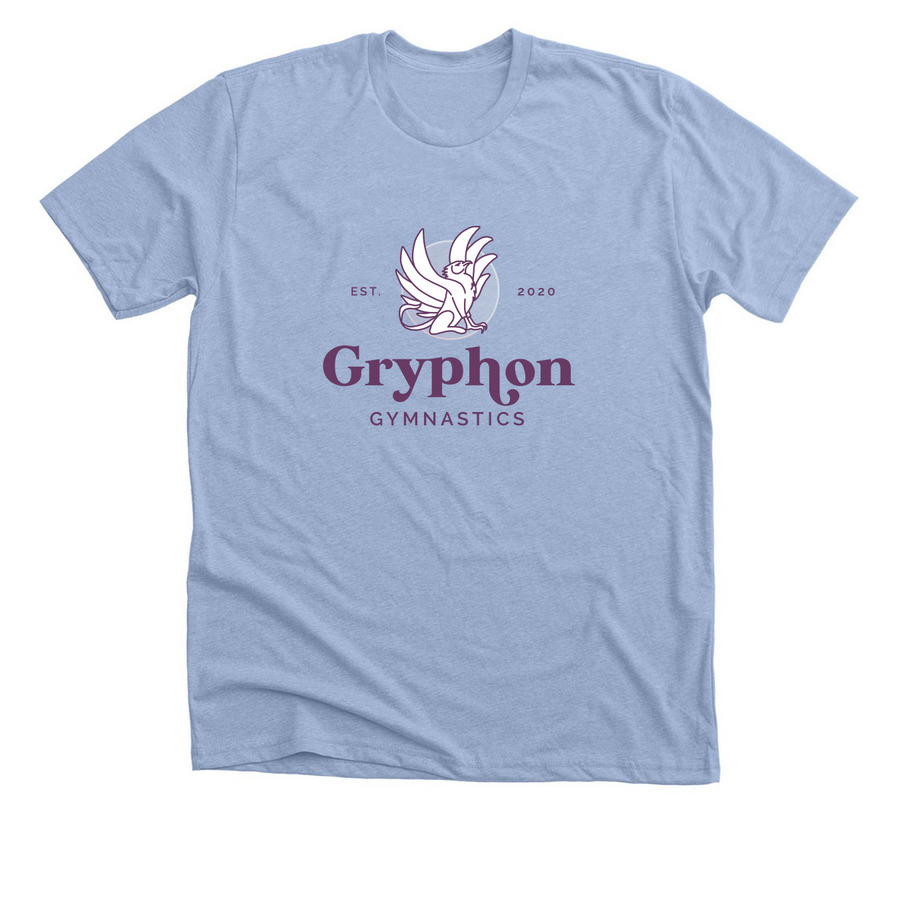 OG logo- purple, a Heather Baby Blue Premium Unisex Tee