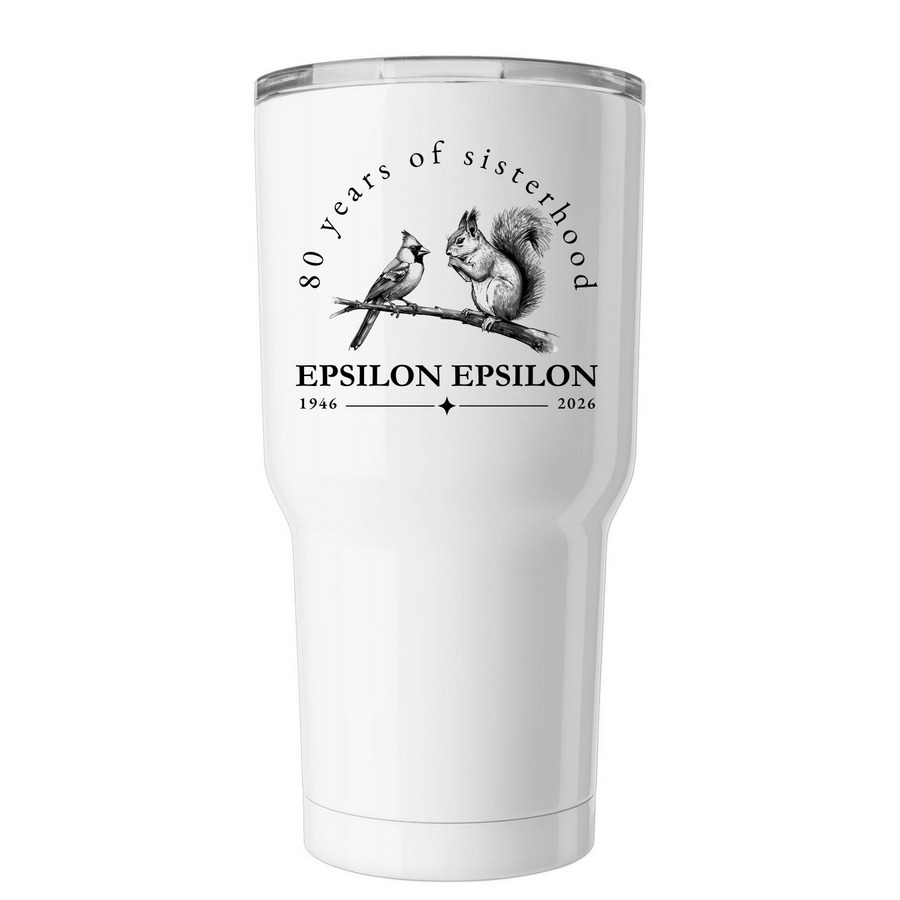 Epsilon Epsilon 80th Anniversary Tumbler, a White Insulated Tumbler