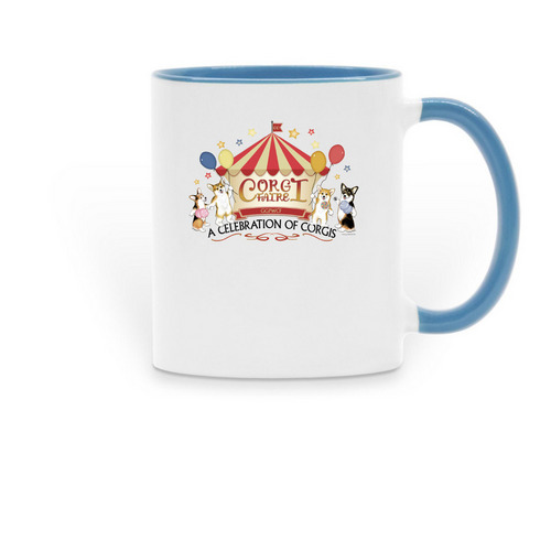 CorgiFaire Mugs, a Light Blue Two-Tone Ceramic Mug