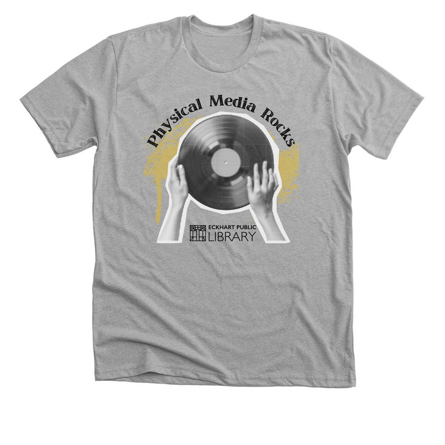 Physical Media Rocks, a Athletic Heather Premium Unisex Tee