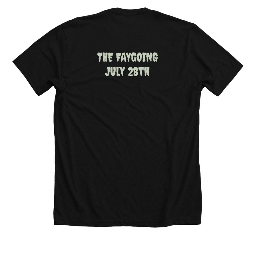 The Faygoing, a Solid Black Blend Premium Unisex Tee (back-view)