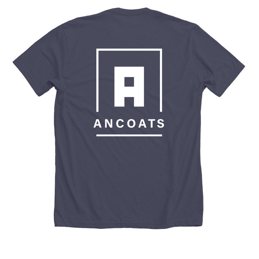 Ancoats 2026, a Heather Midnight Navy Premium Unisex Tee (back-view)