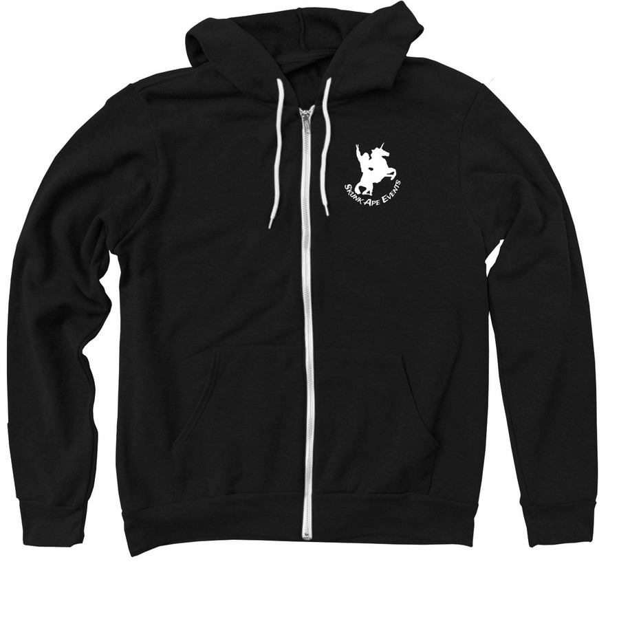 Skunk Ape Events, a Black Zip Up Hoodie