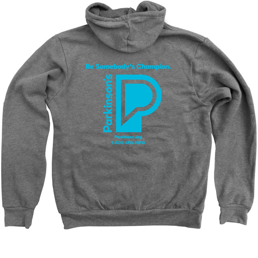 Parkinson's Champions, a Deep Heather Zip Up Hoodie (back-view)