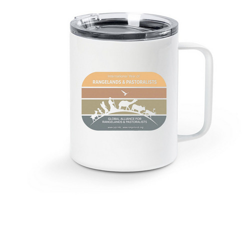 Supporting Rangelands & Pastoralists!, a White Stainless Steel Travel Mug