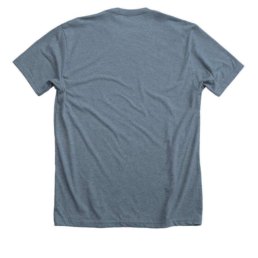 Color Logo - Blues, a Heather Slate Premium Unisex Tee (back-view)