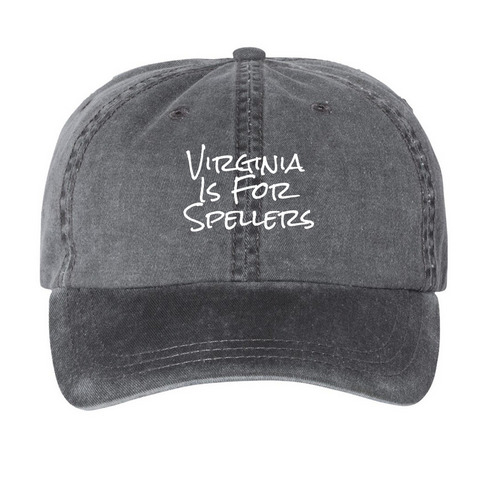 Virginia Is For Spellers, a Black Printed Pigment Dye Baseball Cap
