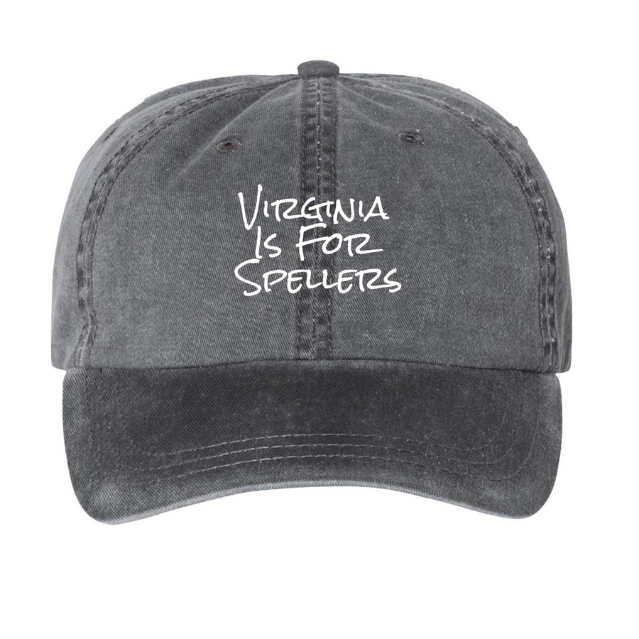 Virginia Is For Spellers, a Black Printed Pigment Dye Baseball Cap