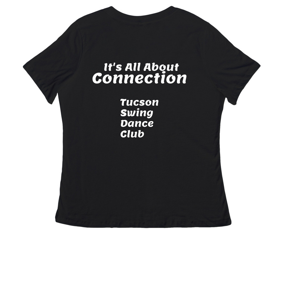 2025 TSDC Shirt, a Black Women's Relaxed V-Neck Tee (back-view)