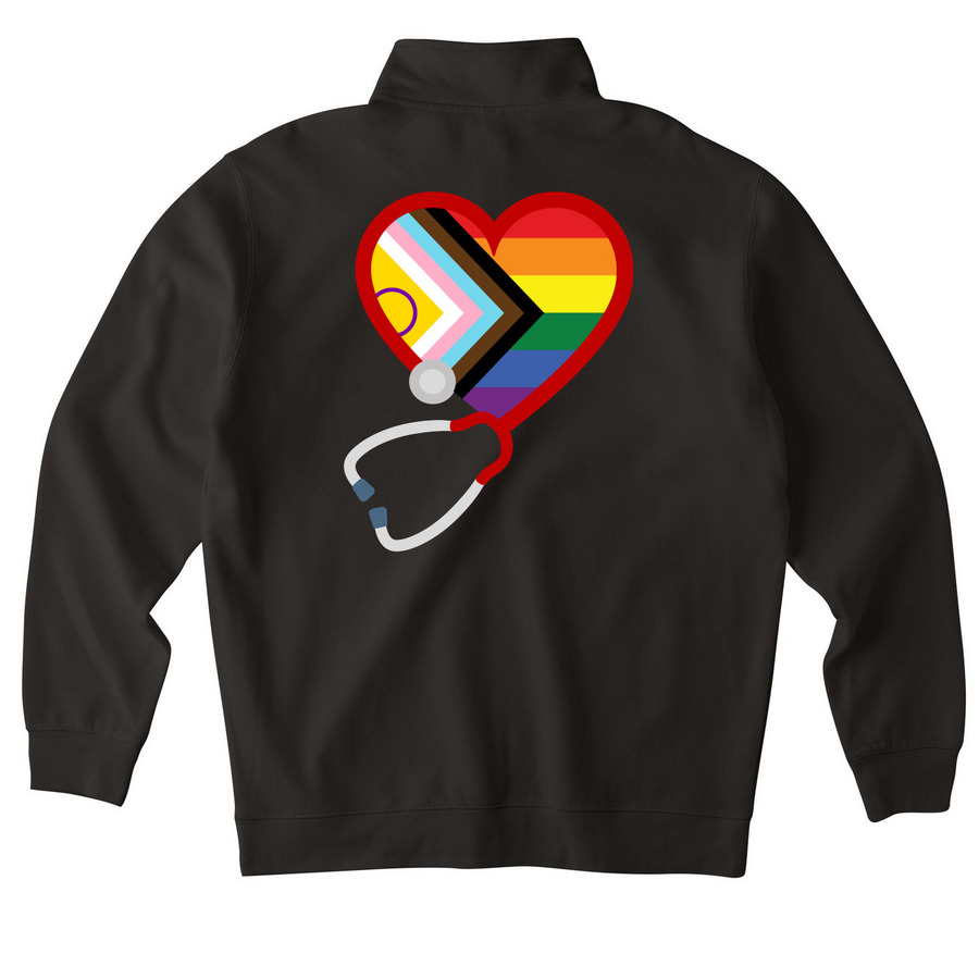 cozy pride, a Black Midweight Quarter Zip Pullover (back-view)
