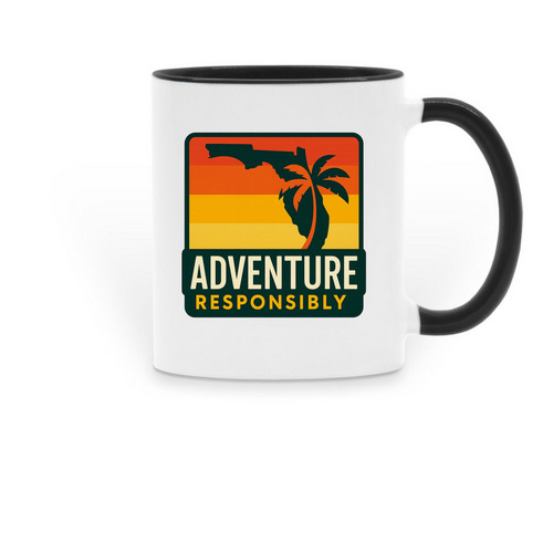 Adventure Responsibly FL Coffee Mug, a Black Two-Tone Ceramic Mug